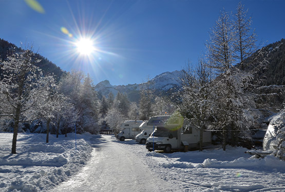 Winter camping in the mountains